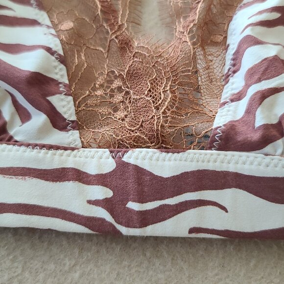 Anthropologie Love Stories Love Lace Zebra Print Bra Sz 32 A/B Brown Cream NWT - Picture 8 of 12